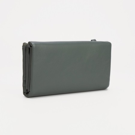 Women's wallet on magnets, green color-1