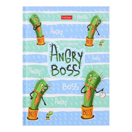 Business block A6, 64 sheets, in a cage/ruler, Angry Boss, hard cover, offset block
