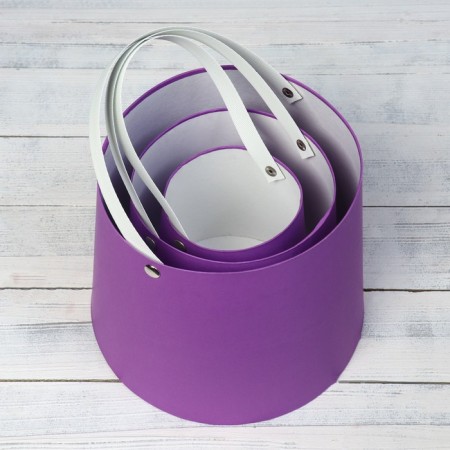 A set of boxes 3 in 1 reverse cone violet without covers with a handle of 11-14 x 14-16 x 16-18 cm-1