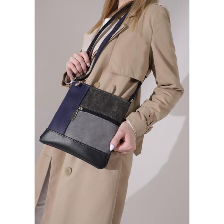 Cross-Bodi El Masta with a zipper, 2 outer pockets, a long belt, black/blue color-3