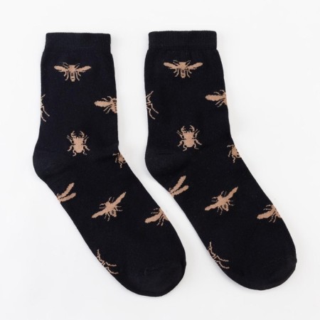 Minaku socks "insects", black color, size 40-41 (27 cm)