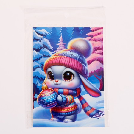 Application with rhinestones for the New Year for children "Bunny", A6, New Year's set for creativity-3