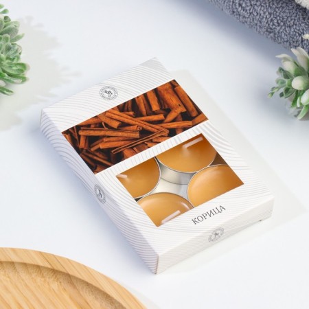 A set of tea candles flavored "cinnamon" in a gift box, 6 pcs-4