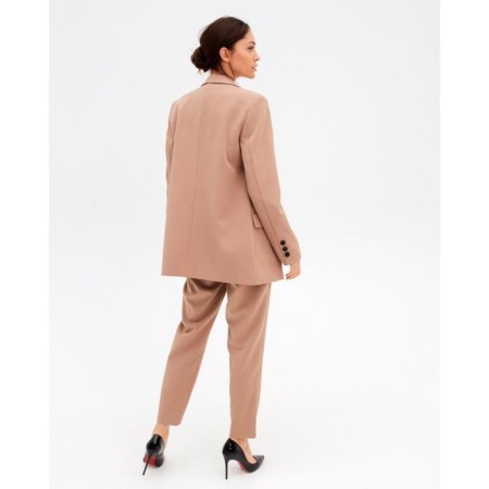 Jacket female double -breasted mist size 50, beige color-4