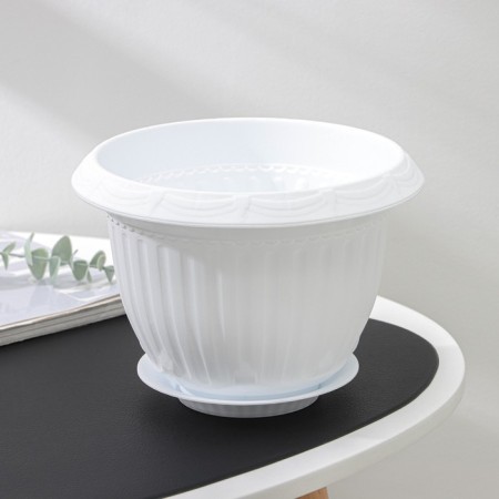 Pot with the pallet "Baikal", 2 l, the color is white-1