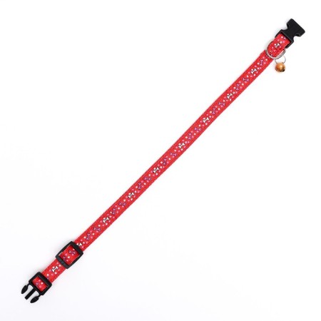 Nylon “Star Bones” collar, 36 x 1.5 cm, red-1