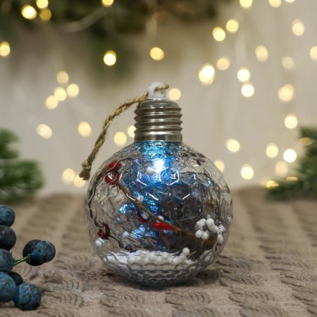 Ball plastic light D-8 cm "time" miracles "the edge of the snow twigs, transparent-1