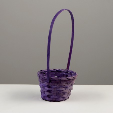Wicker basket, D13 x H9.5/28cm, bamboo, light purple