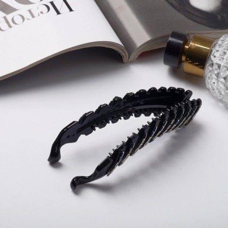 Hair Banana "Adele" stripes, 11.5 cm, silver-black-1