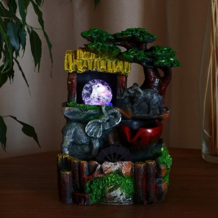 Fountain "Elephants under the roof of the trees" 17x13x26 (with backlight)-2