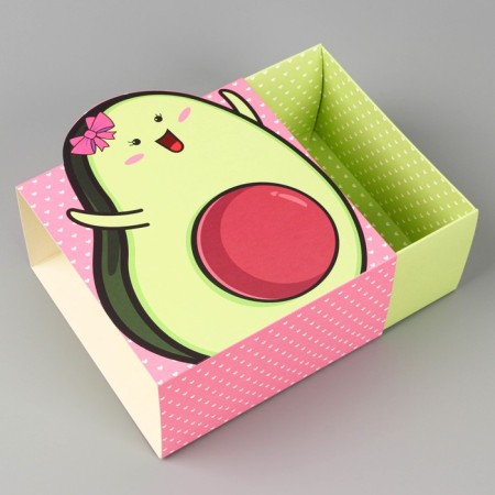 Gift folding box, packaging, "avocado", 15 x 15 x 8 cm-4