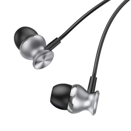 Hoco M106 headphones, wired, vacuum, microphone, 1.2 m, gray-2