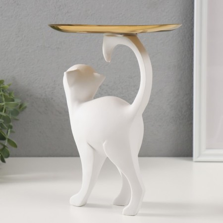 Souvenir Polystone stand "White Cat" 8.5x18x23 cm-2