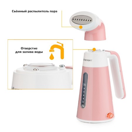 KitFort KT-928-2, manual, 600 W, 100 ml, 15 g/min, cord 1.7 m, peach-2