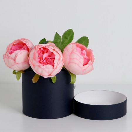 Gift box, round, black, with a lace, 12 x 12 cm-1