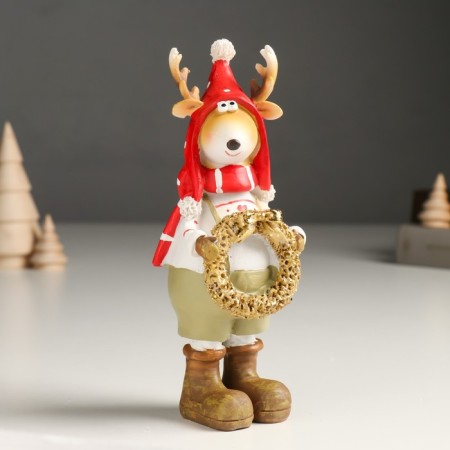 Souvenir Polystone "Olesha in a cap-cap with a golden spruce wreath" 5x6.5x17 cm
