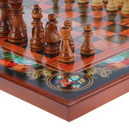 Board game 3 in 1 "Flowers": chess, checkers, backgammon, wood 50 x 50 cm-12