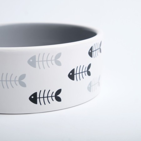 Ceramic "Fish Bones" 300 ml 12.5 x 4.5 cm, gray-white-4