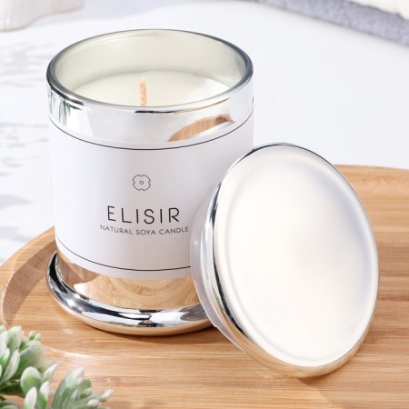 Aromatic candle "Elisir", 9x10.5 cm, orchid, silver-1