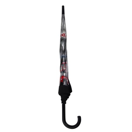 Umbrella - a semiautomatic “city” cane, 8 knitting needles, r = 39 cm, transparent/black color-9