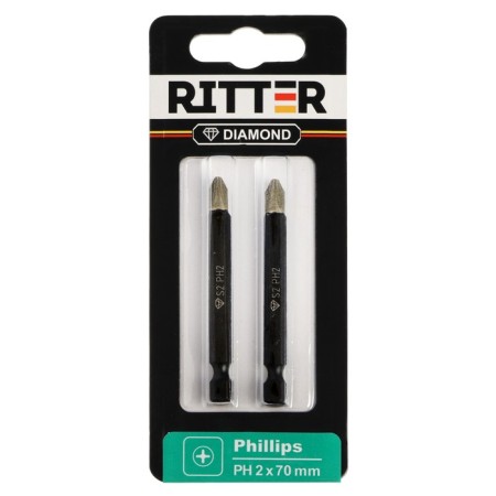 Bits Ritter Diamond PS20112075, PH2 x 70 mm, magnetic, diamond coating, steel S2, 2 pcs.-2