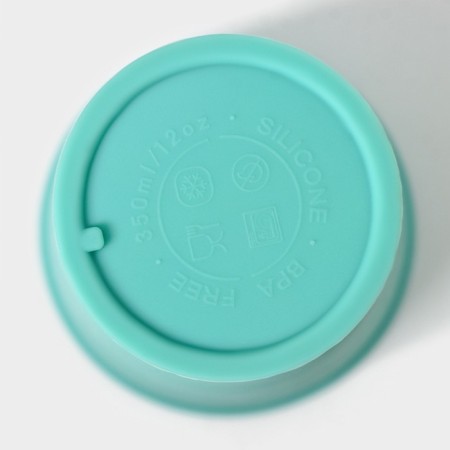 A glass with a lid and a tube, 350 ml, 9 × 9 × 13.5cm, blue color-5