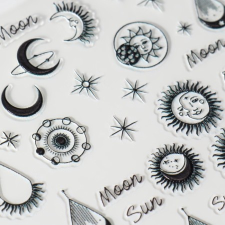 Nail stickers "Moon", voluminous, black color-2