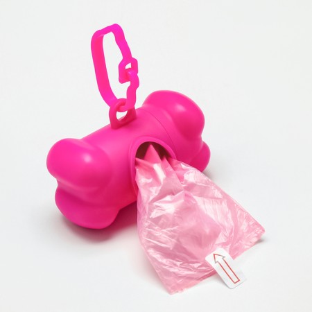 Container-button with cleaning bags (roll 15 bags 29x21 cm), pink-2