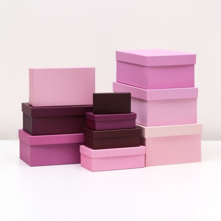 A set of boxes 10 in 1 "lavender" 30.5 x 20 x 13 - 12 x 6.5 x 4 cm