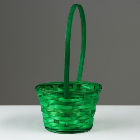 Wicker basket, d17 x 9 x 30 cm, green, bamboo-2