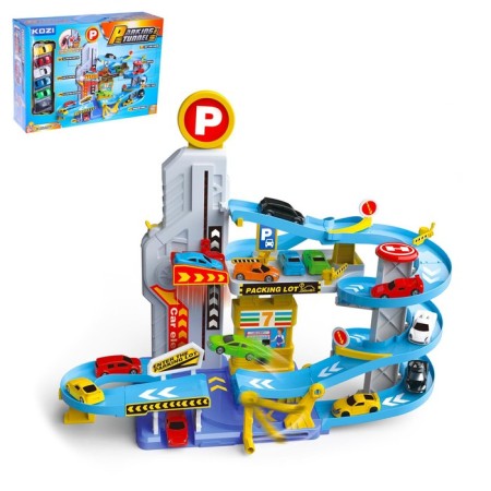 Parking "City" with 6 cars and elevator, light and sound