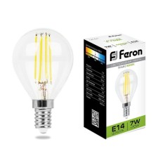 Лампа светодиодная Feron, E14, 7 Вт, 230 В, белый свет