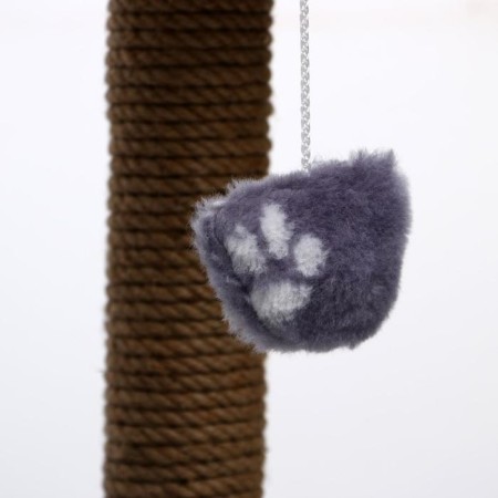 House for cats with a claw, two -story, with windows, 50 x 36 x 75 cm, gray with paws-7