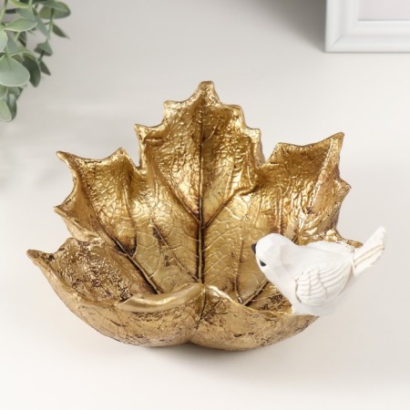 Souvenir Polystone "White Bird on a golden sheet" 20x17.5x10.5 cm-2