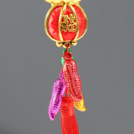 Plastic suspension, textile "Red Cash bag with peanuts" 2.5x3.5x32 cm-2