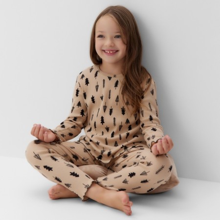 New Year. Pajama nursery (longshit and trousers) KAFTAN "Christmas trees" R.28 (86-92)-5