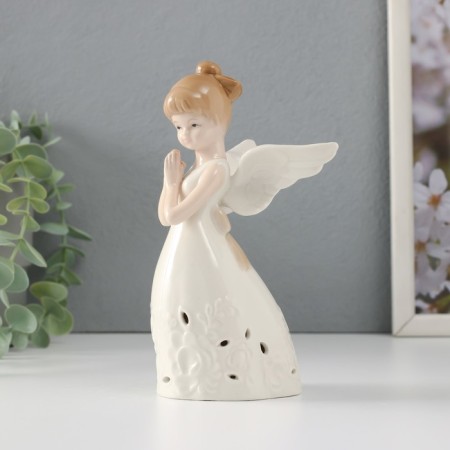 Souvenir Ceramics Light "Girl Angel with folded hands" from batteries 9.5x9.5x16.5 cm-2
