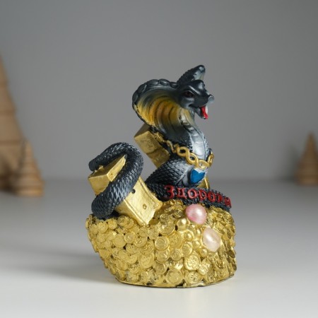 Piglite Polystone "Dark Snake on Coins" 8.3x6.3x10.2 cm-1
