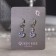 Earrings with Big Diamond rhinestones two crystals, white color in silver