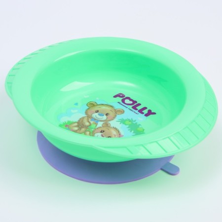Baby deep plate on the suction cup Polly, Mix drawing, 350 ml, 19.5x16x555-4