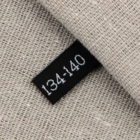 Textile strip "134-140", 5 x 1.1 cm, black color