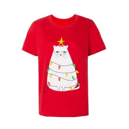 Women's T -shirt "Cat", red color, size 50-6