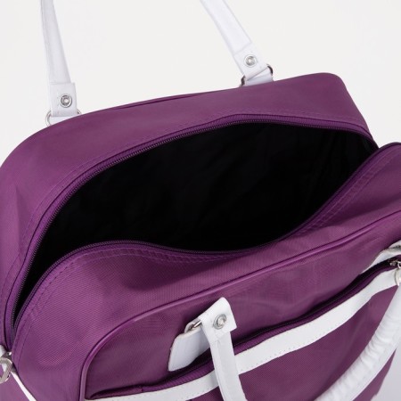 Road bag with lightning, external pocket, suitcase holder, purple/white color-2