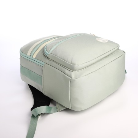 Young backpack from textiles on lightning, 5 pockets, green color-4