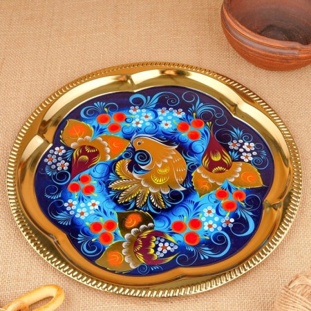 Set "Bird on the blue", sturdy, 3 objects, a samovar 3 l, a teapot 0.7 l, tray-12