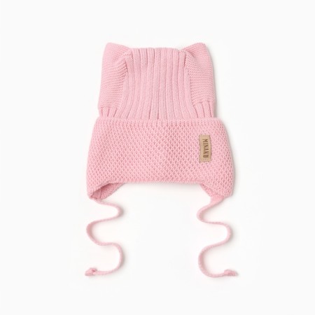 Baby hat with ears Minaku pr 35-40, pale pink color