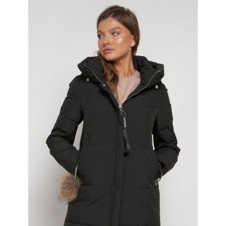 Coat insulated winter female, size 54, dark green color-8
