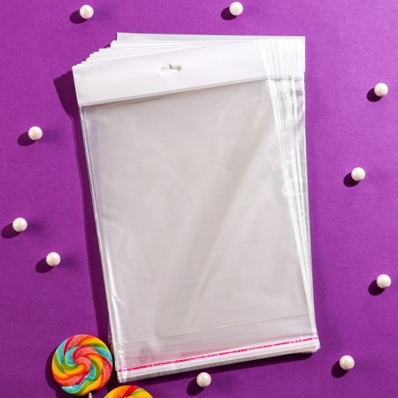 BOPP package with an adhesive valve, transparent 20 x 25/4 cm, euroglos, 30 μm