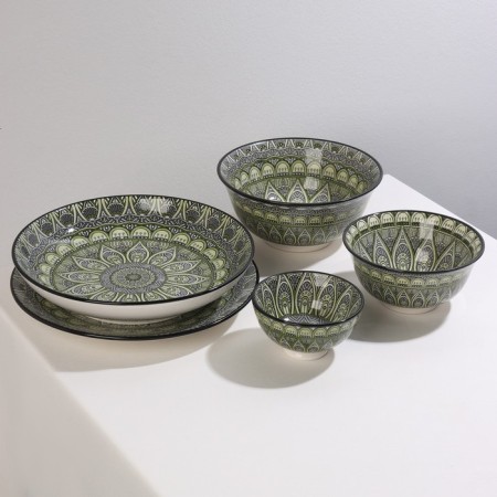 Plate Ceramic Dolyana "Mirsoole", D = 22 cm, green color-8