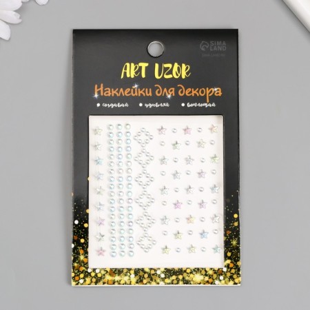 Stick plastic rhinestones "flowers, rhombics, circles" 8.5x9.5 cm
